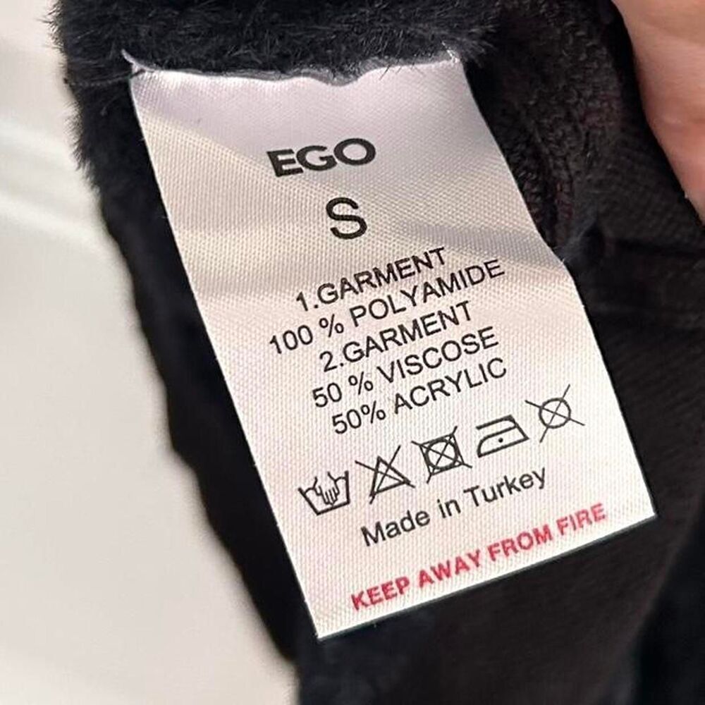 EGO CONTRAST SHEER KNIT FLUFFY Body con mini dress black small - Picture 7 of 8